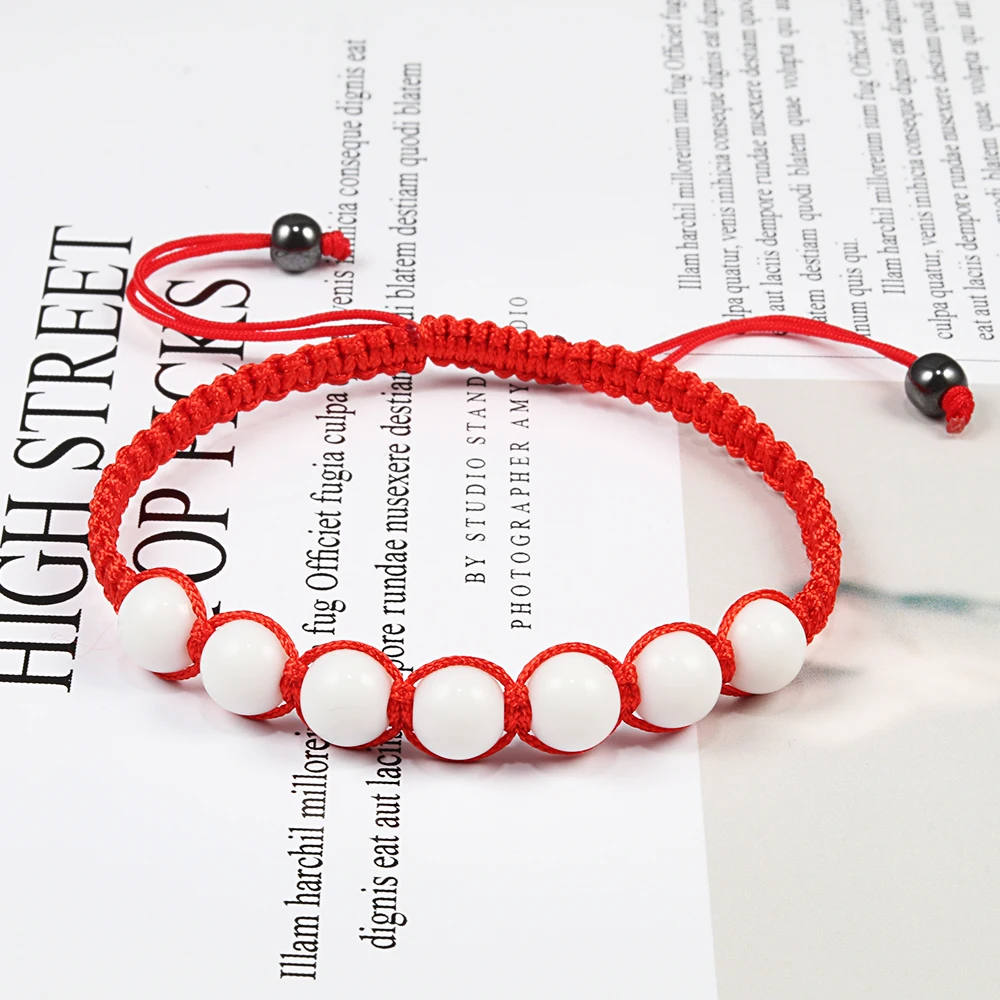 Lucky для женщин и мужчин пара браслетов красная струна белый натуральный камень