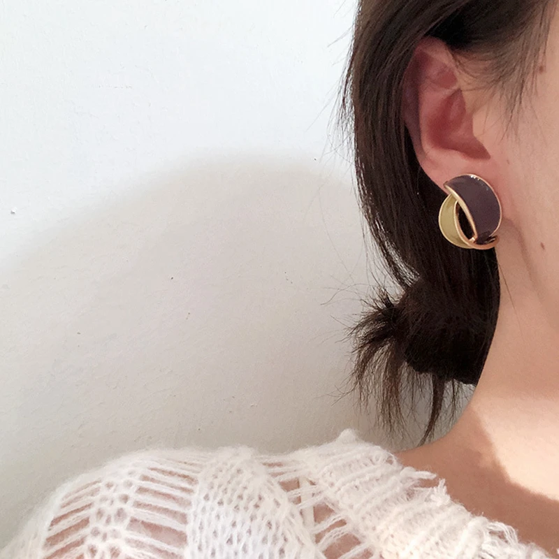 Женские серьги-кольца геометрической формы корейский стиль с эффектом