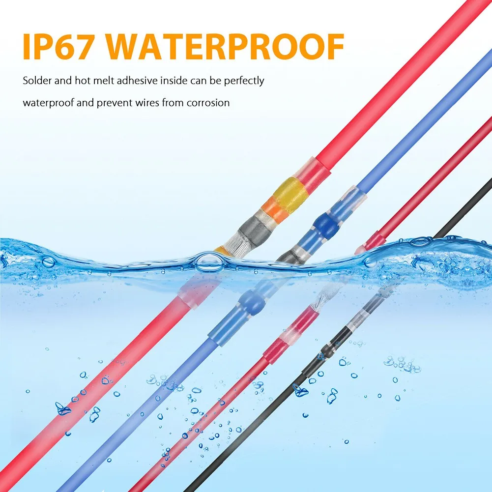 

50Pcs Wire Connectors Butt Terminals Dual-Walled Design Tubing IP67 Seal Solder Sleeve