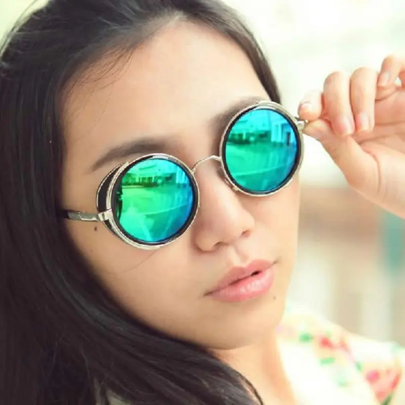 2017 кибер очки 50s круглые Классические солнцезащитные в стиле стимпанк Ретро