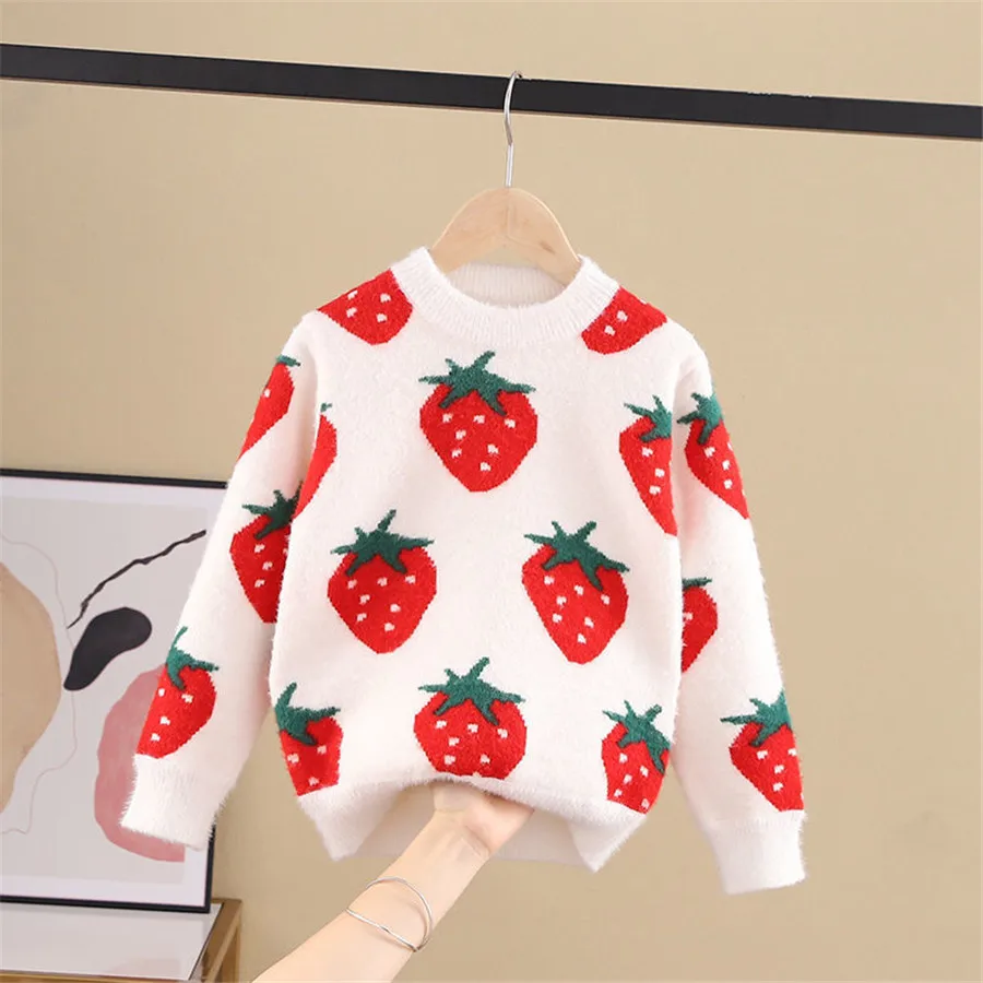 

Autumn 2-12Y Kids Baby Girls Sweaters Spring Warm Thick Soft Knited Solid Long Sleeve Tops Sweater Outwears