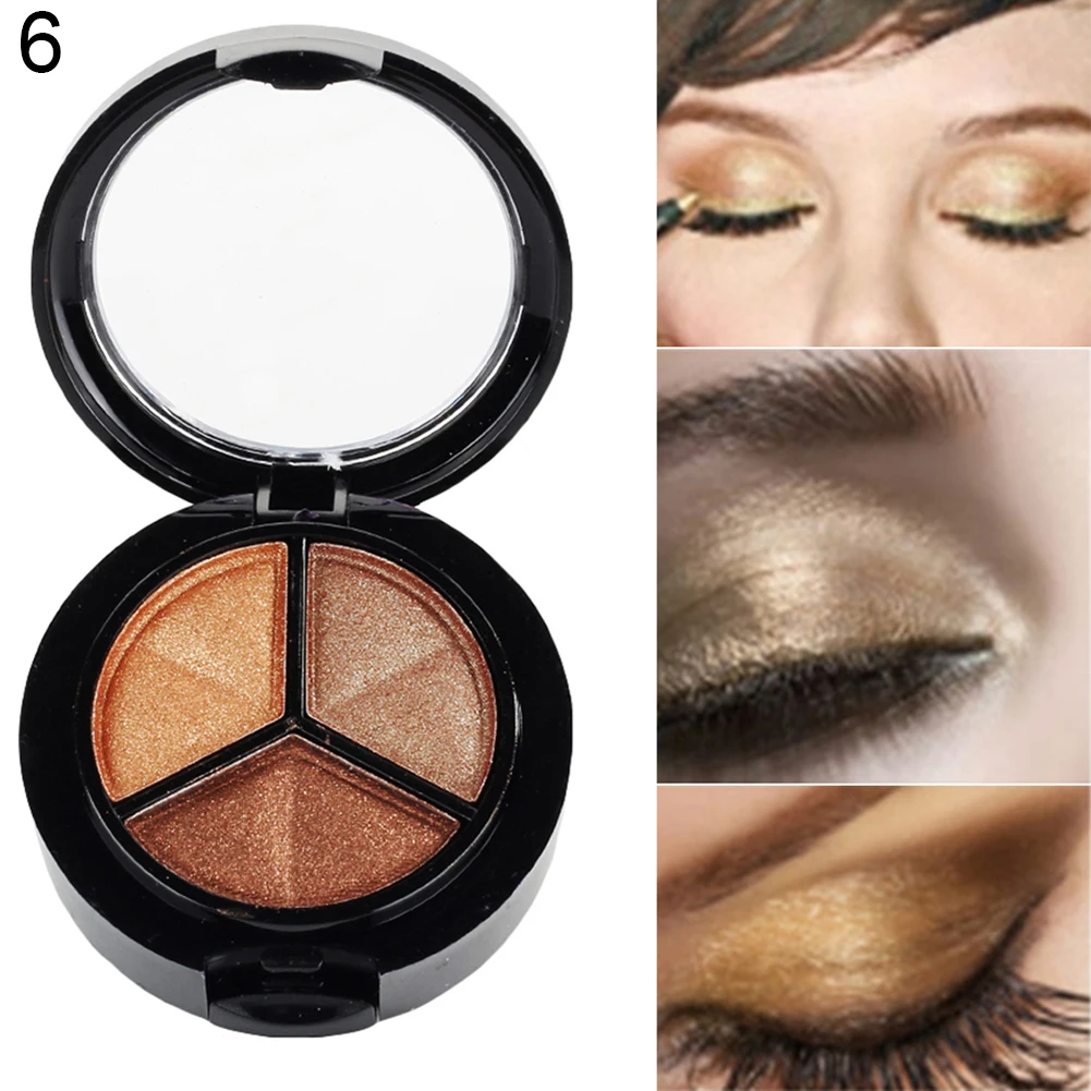3 Colors Eyeshadow Natural Smoky Cosmetic Eye Shadow Palette Set Beauty Make Up with Mirror and Brush |