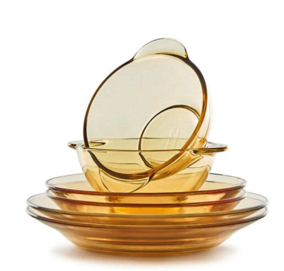 Bestellen 6-teiliges Set Glas Geschirr Leicht Zu Reinigen Gerichte Und Platten Sets Temperatur Beständig Küche Zubehör Geschirr Sets