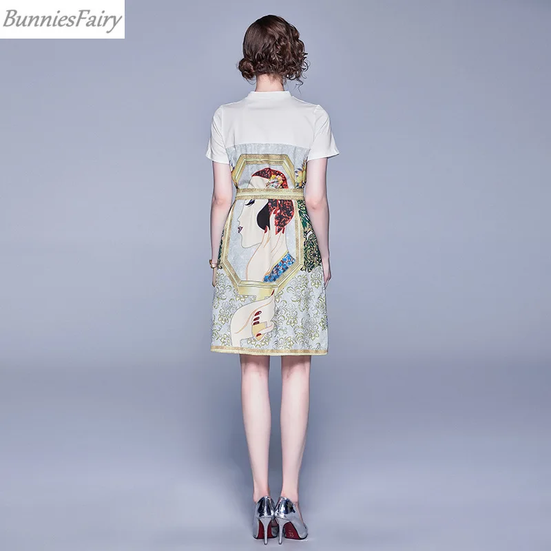 Новинка 2019 летнее женское платье трапеция с цветочным принтом и коротким рукавом