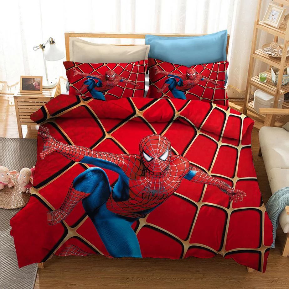 

Disney Marvel duvet cover Quilt Cover Digital Printing Cartoon Spiderman 3D kids Bedding set pillowcase boy adult gift
