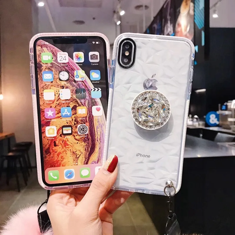 Чехол-подставка для телефона P30 Pro с фианитами + меховой шарик ремешок Huawei P10 P20 Plus