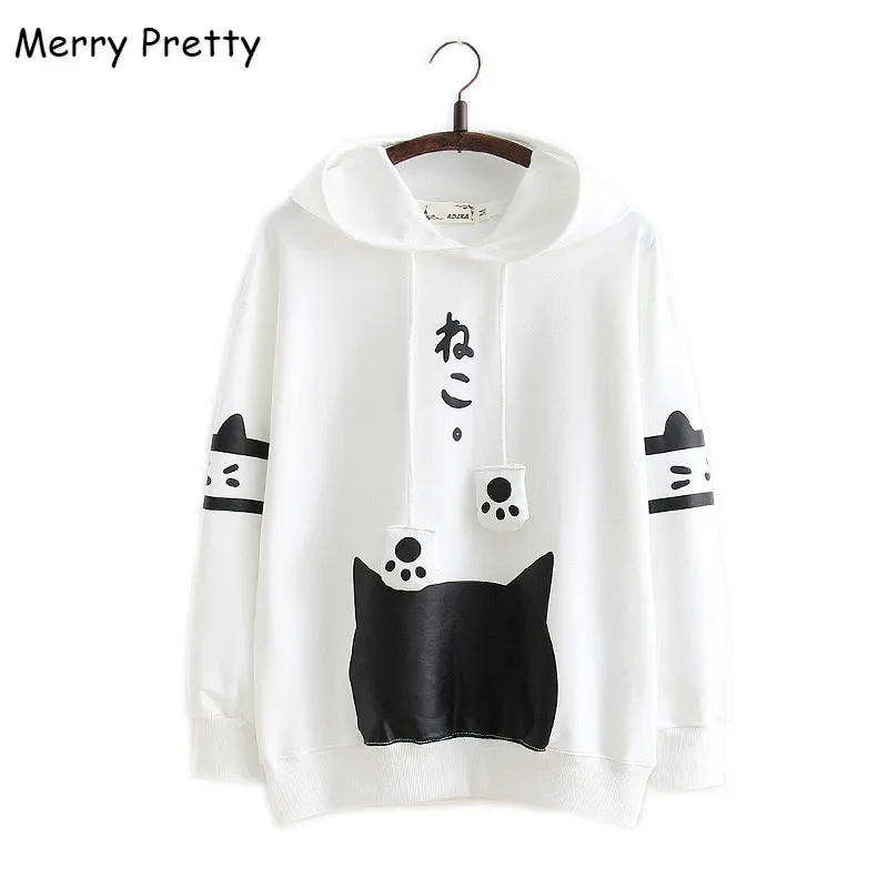 

Merry Pretty Harajuku Neko Cat Kawaii Hoodie Lolita Junior Cute Ear Hoody Pullover Student Girls Autumn School Lovely Hoodies