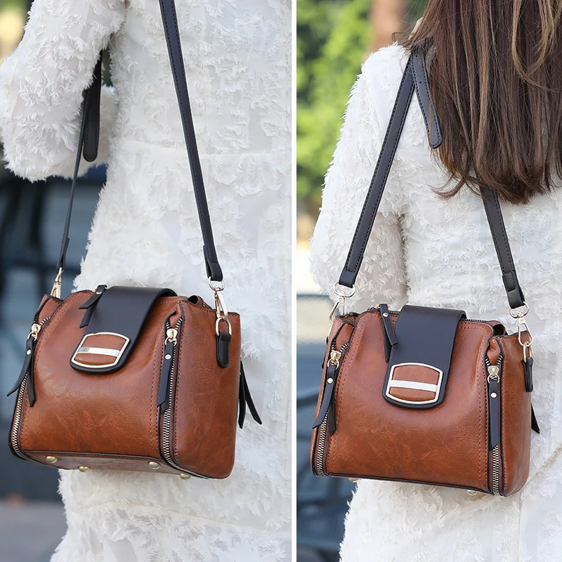 

ZMQN Leather Bag Women Bucket Messenger Bags For Women 2020 Vintage Crossbody Bag Female Small Side Shoulder Sac Main Femme C267