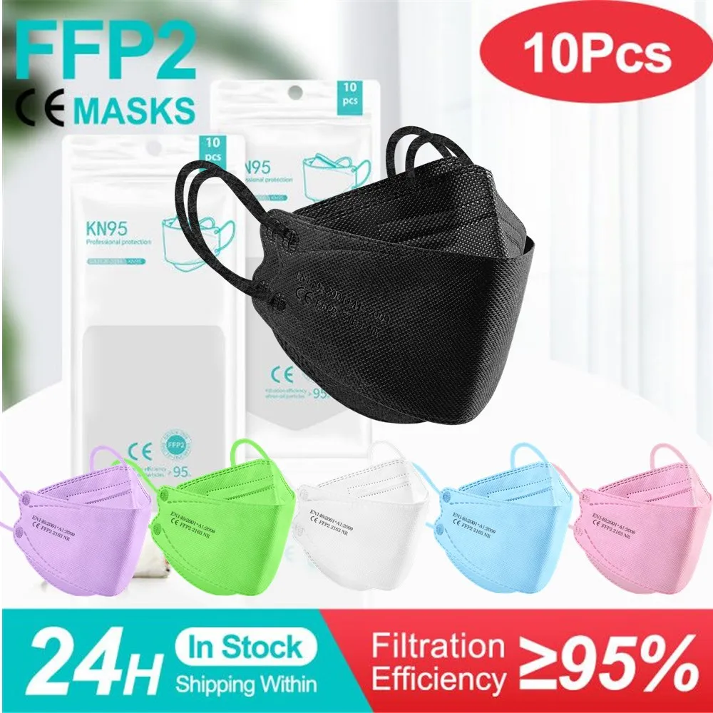 Многоцветная маска для взрослых KN95 Fpp2 Mascarilla одобренная респираторная с фильтром