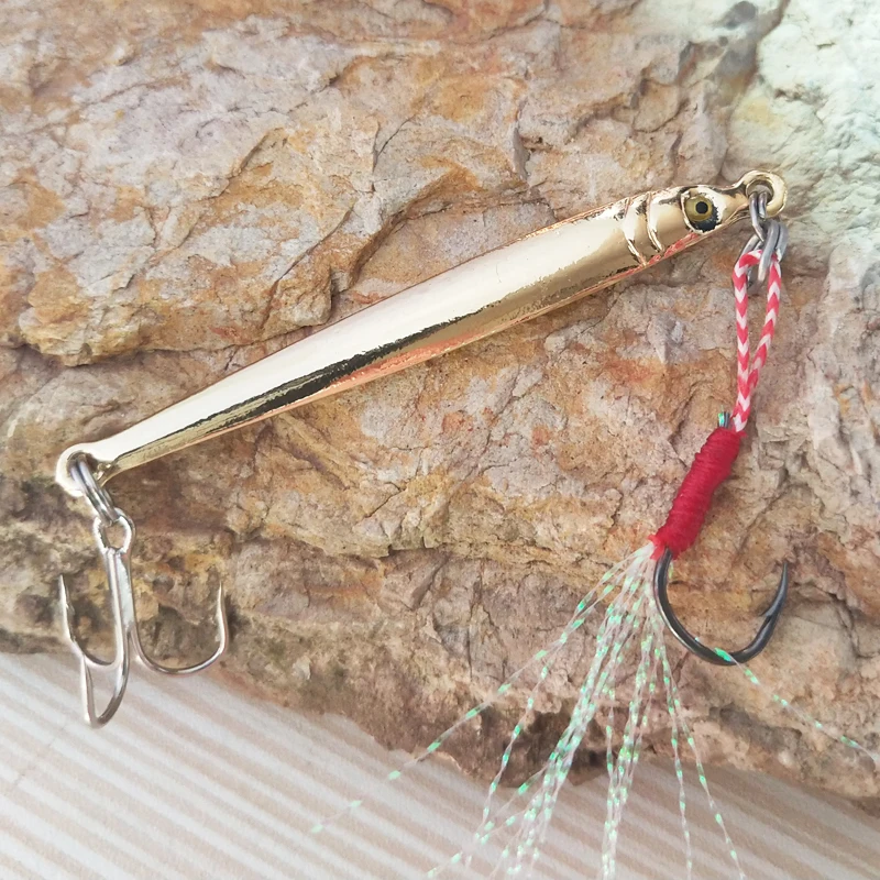 

POETRYYI 1PC Jigging Lead 6cm 5.5g Metal Jig Fishing Lure with Nepal Hooks 5 Colors Paillette Wobbler Artificial Hard Bait