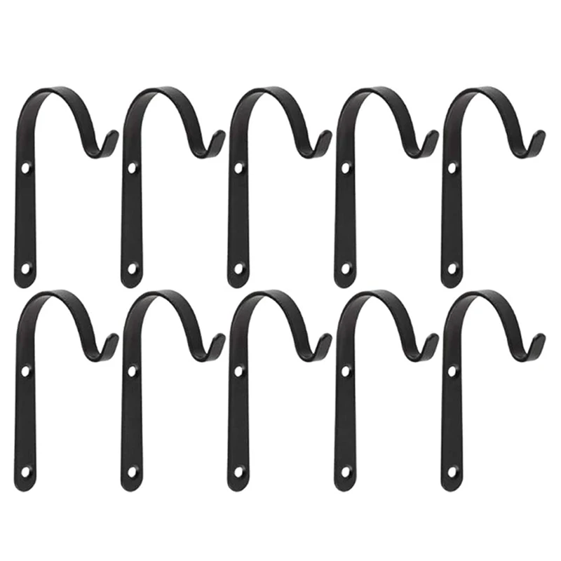 

Set of 10 Hanging Basket Bracket Hooks Iron Wall Hanging Hooks Curved Up Plant Hook for Hanging Bird Feeders, Lanterns