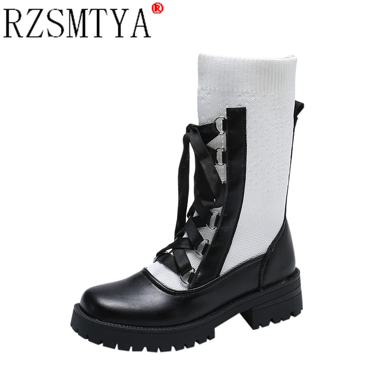 

Martin Boots Woman 2021 New Ladies Casual Stretch Fabric Socks Boots Fashion Cross-tied Women Shoes Platform Boots Gothic Women