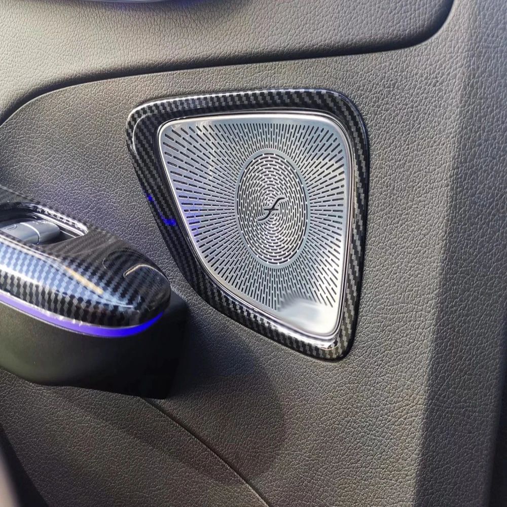 

Чехол для колонки Mercedes-Benz C-Class W206 C180 C200 C300 2022 2023 из углеродного волокна, внутренняя отделка, боковая дверь, стерео ободок