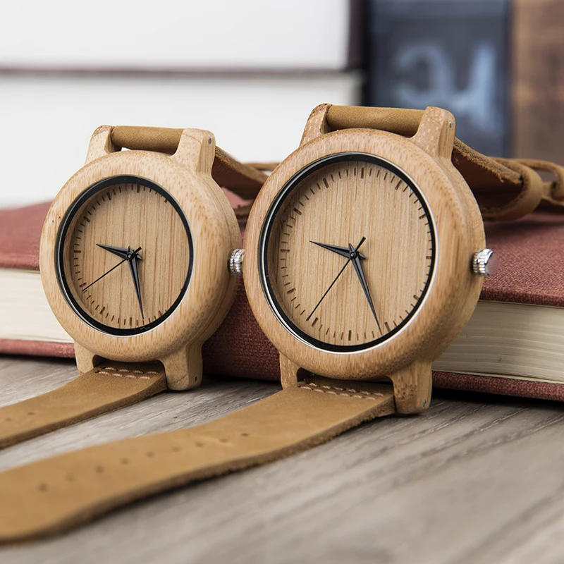 

DODO DEER Couple Quartz Bamboo Wooden Watches Soft Leather Band Wood Timepieces for Men Women Watch Personalized Gifts A21-3-4