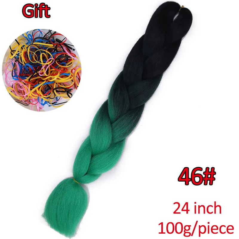 #14 Энергичные длинные Омбре огромные косы синтетические плетеные волосы крючком Черный Серый Розовый Наращивание волос термостойкие - Цвет: #14