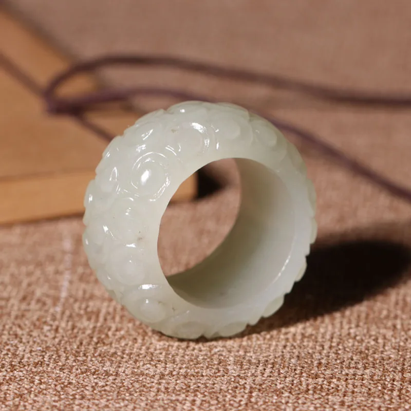 100% натуральный белый нефрит кольцо ручной работы цветок Изысканные кольца