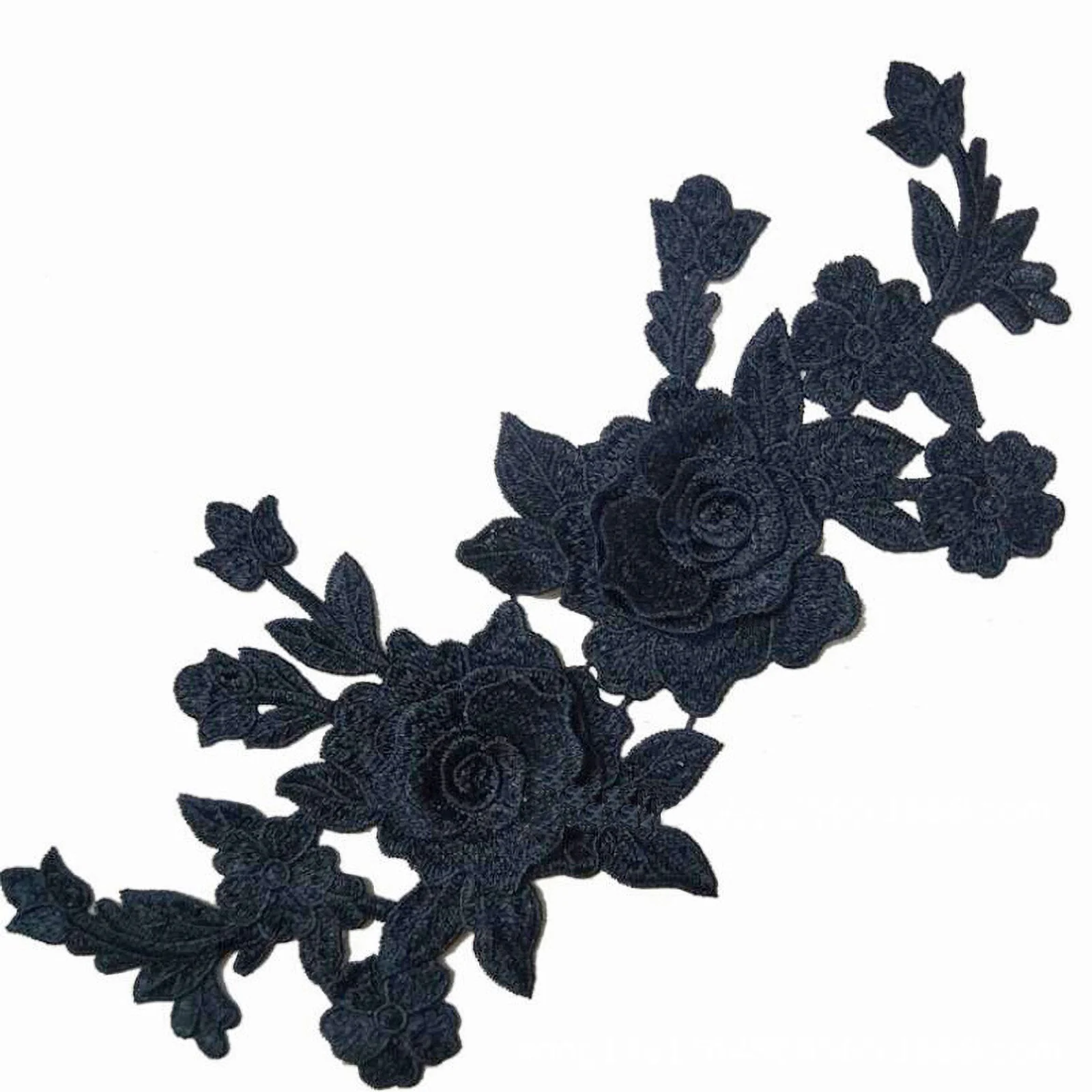 1 Pc Black White 3D Roses Flowers Embroidery Sew On Patches Sewn Applique Embroidered DIY Clothes | Дом и сад