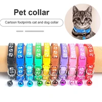 patches bells color buckle footprint collars synthetic pet safety buckle adjustable collar animal supplies