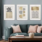 Бежевый золотой фон для фотографирования с абстрактными кругами и Форма плакат скандинавский принт украшение холст Картины для Гостиная настенные картины Декор для дома