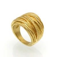 new arrival female luxury stainless steel jewelry gold color multilayer wedding rings for women fashion jewelry