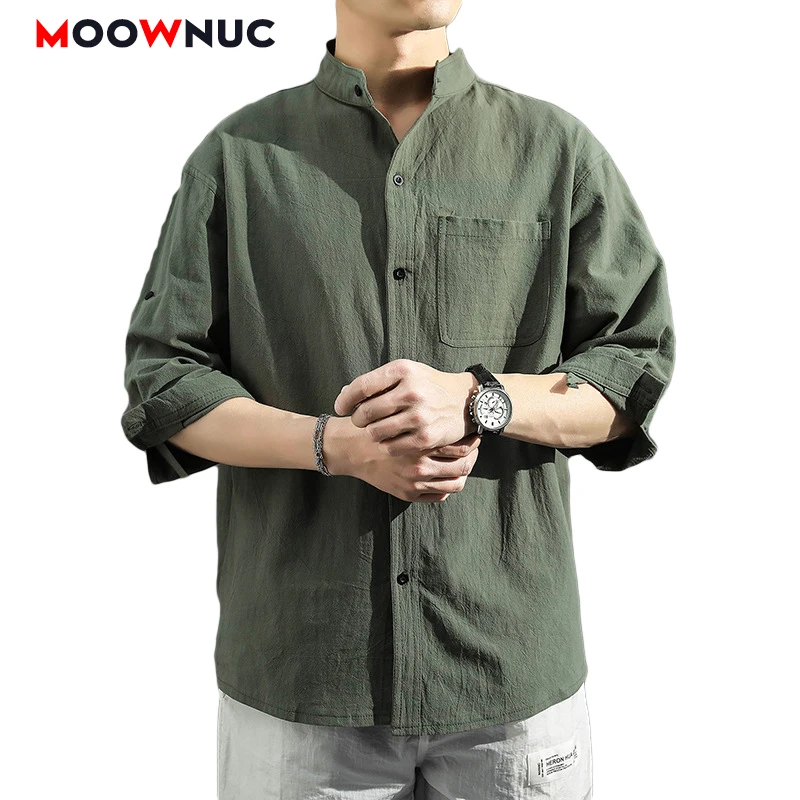 

Streetwear Male Fashion Shirt 2021 Men's Clothing New Streetdress Solid Short Sleeve Loose Summer Hombre Smart Casual MOOWNUC