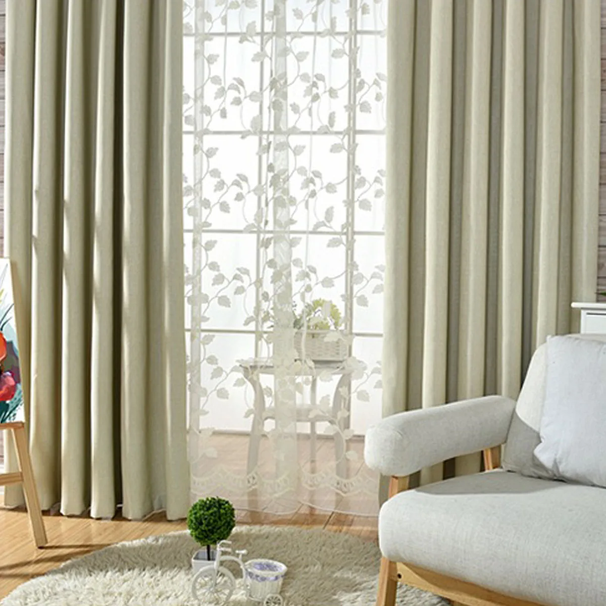 Простая и современная затеняющая плотная однотонная штора из саржи с надписью