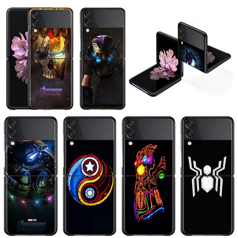 

Shockproof Mobile Hard Cover Marvel Avengers Infinity Gauntlet Logo For Samsung Galaxy Z Flip 3 5G Black Fundas Phone Case