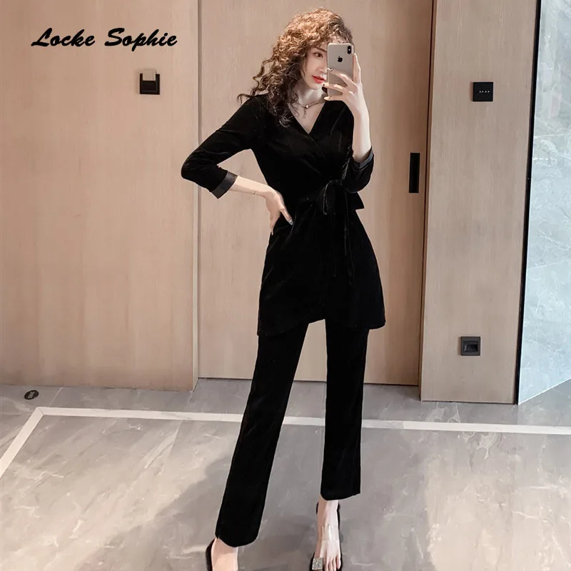 Женский спортивный костюм-двойка из 2 предметов пальто юбки весна 2020 бархатный