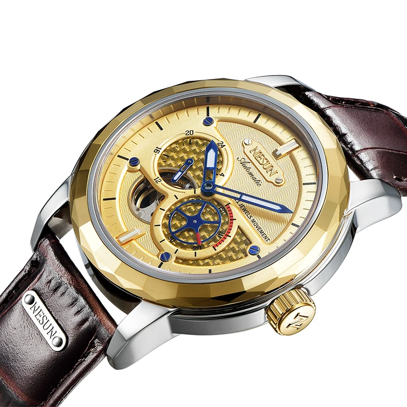 Швейцарские роскошные Брендовые мужские часы с скелетом NESUN японские