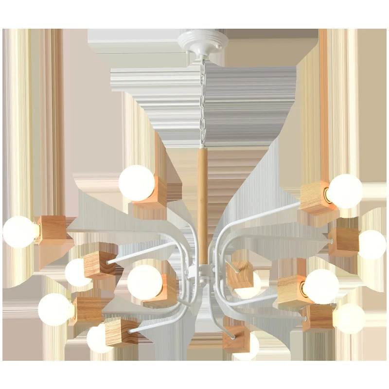 

Modern LED Chandelier For Living Room Wood Lustres Wooden Chandeliers Hanging Dining Lights White Kitchen Fixtures