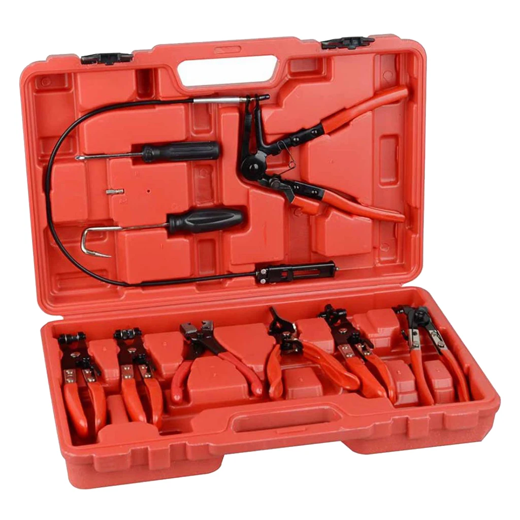 

Qty 9 Hose Clamp Plier Set Swivel Jaw Automotive Plier Oil Hose Removal Tool Kit