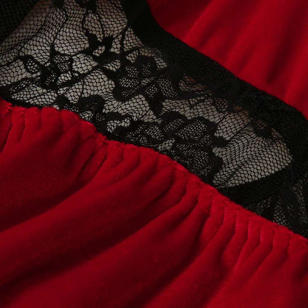 

Erotic Lingerie Women Slips V-neck Sexy Nightdress Velvet Lace Nightgown Sexy Backless Sleepwear Femme Nightie Sleep Lounge 2XL
