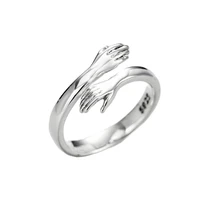adjustable silver color couple hug ring sweet romatic style finger decorative jewelry gifts