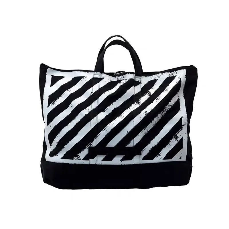 

Canvas large bag 2020 new striped shoulder bag large capacity zebra pattern handbag trend