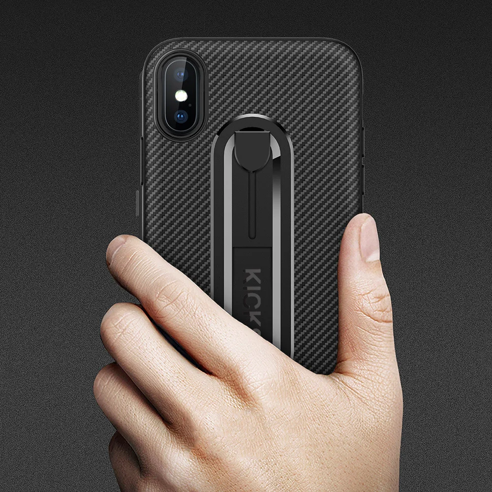 Чехол для iPhone 11 Pro Max Xs Xr SE 8 7 Plus 6 6S чехол из углеродного волокна с подставкой и