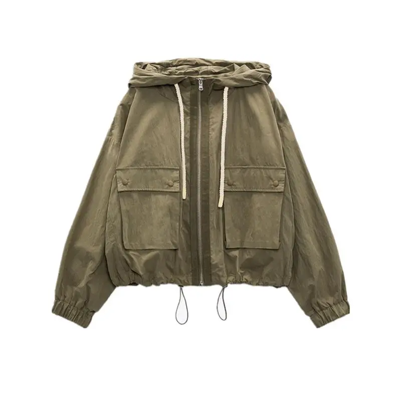 

ZA 2021 autumn new women's clothing fashion all-match casual European and American style hooded jacket casual jacket