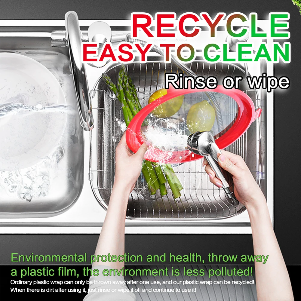 

1/4/8pcs Round Fresh Organizer Kitchen Refrigerator Storage Elastic Keeping Reusable Container Food Storage Preservation Tray