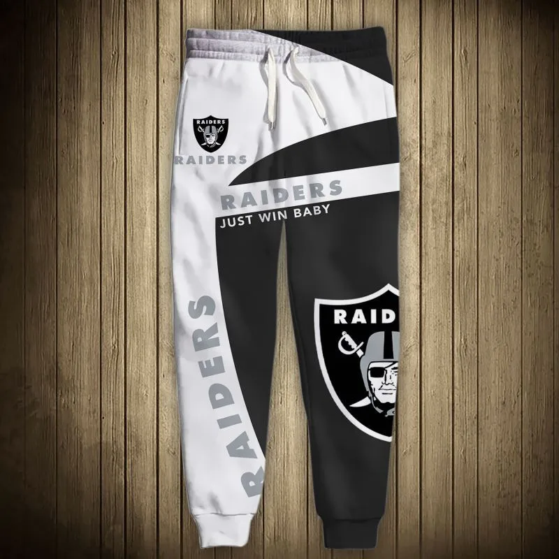 

Las Vegas Cool American Football 3D Raiders Pants Black And White Stitching Shield Print Casual Jogging Sweatpants 3