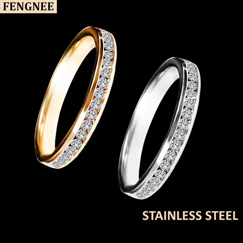Fengnee 316L из нержавеющей стали кольца для мужчин и женщин Классическая поднятой 4