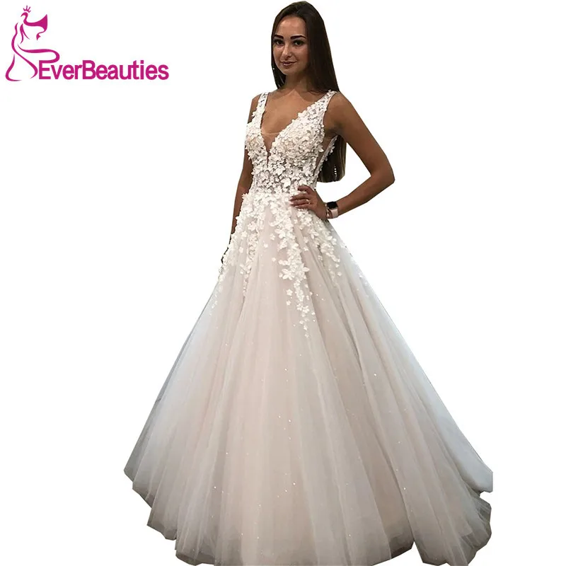 Vestido De Noiva свадебное платье свадебное платье невесты платья с v-образным вырезом без рукавов Свадебные платья