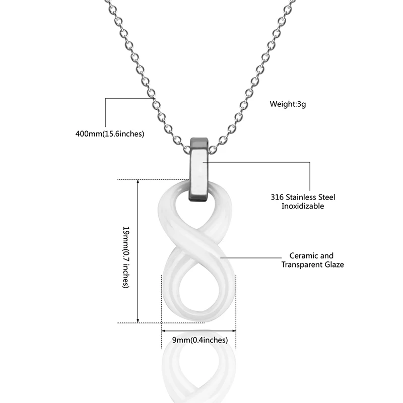 10 шт./лот бесконечность керамические женские ожерелье с подвеской простое