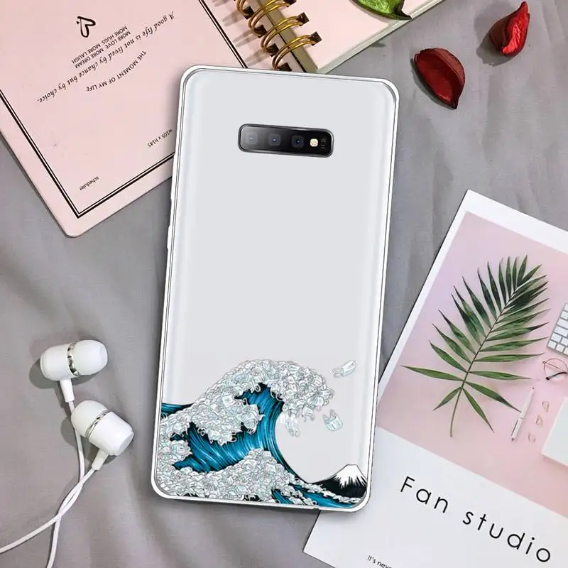 

The Big Wave of kanagawa Phone Case Transparent For Samsung Galaxy S A 5 7 8 9 2015 20 edge plus 10 e lite 2019