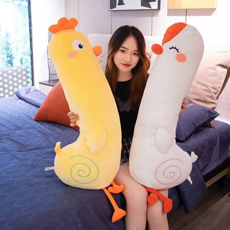 

70-120cm Cute Cartoon Animal Chicken Goose Long Plush Pillow Soft Stuffed Sleeping Pillow Girls Children Birthday Gift