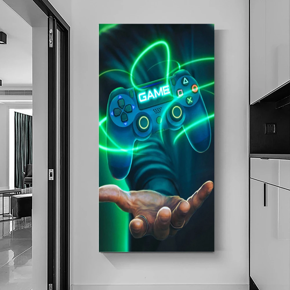 Геймерский ручной контроллер Playstation холст живописи плакаты и печати игровая комната Cuadros декоративное изображение на стену и домашний декор.