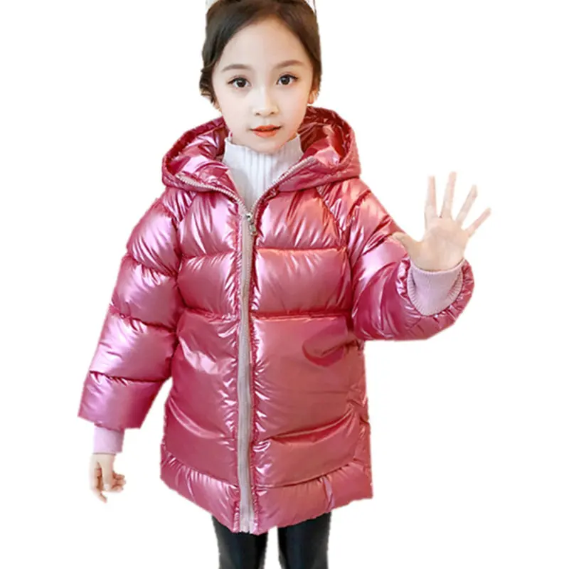 

2020 New Kids Winter Jacket For Girls Bright Thicken Girls Winter Clothing Parka Coat Hooded Waterproof Jackets Outwear 4-13Yrs