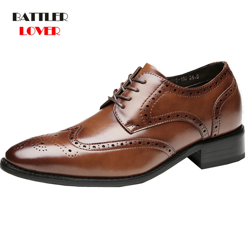 

New Men Full Brogue Casual Dress Shoes Patchwork Oxfords Genuine Cow Leather Formal Shoes for Male Party Dinner Bullock Footwear