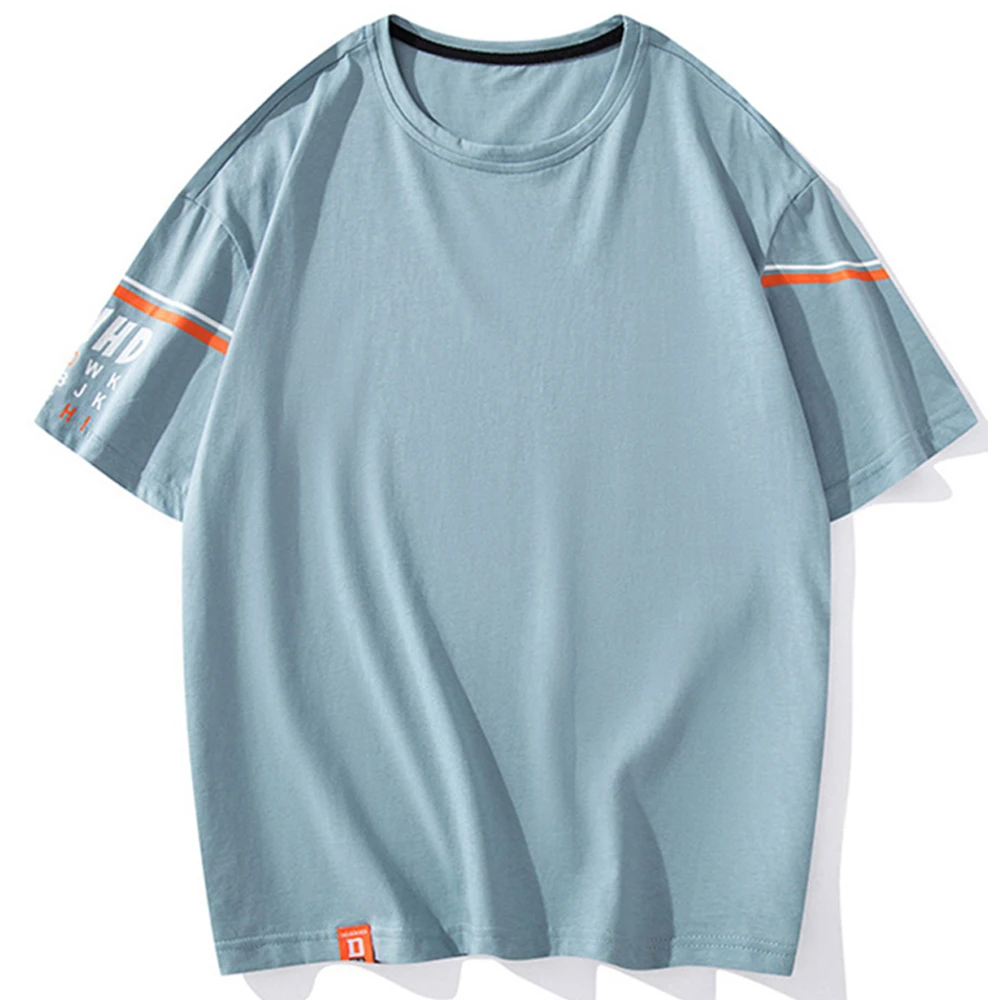 

ERIDANUS Summer Men English Letter Printing Tops Tee Casual Cotton Breathable Short Sleeve O-Neck Tshirt Streetwear Male MTS637