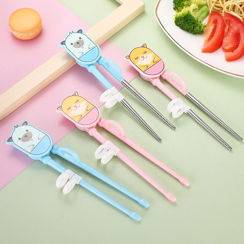 Мультяшные пластиковые простые в использовании учебные палочки для еды с