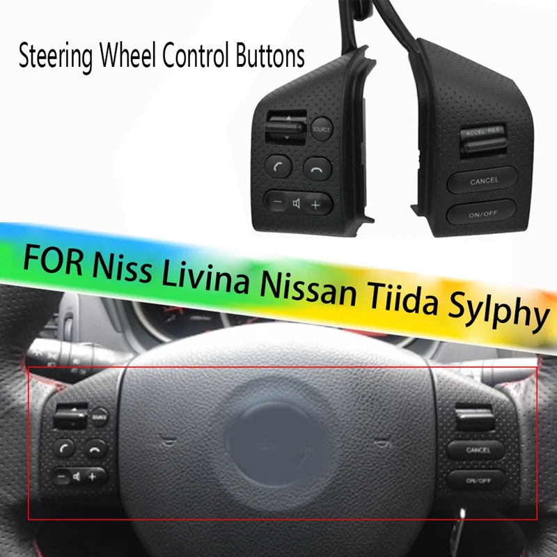 

Car Steering Wheel Control Buttons with Red Backlight Audio Cruise Control for Nissan LIVINA for Nissan TIIDA for SYLPHY