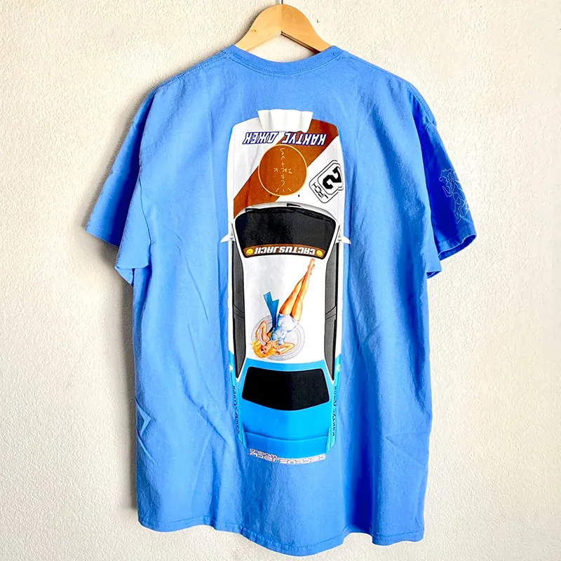 

Футболка Мужская/женская с принтом машины, тенниска из хлопка в стиле хип-хоп, свободного покроя, с принтом Тревиса Скотта джекбоя, 2020ss